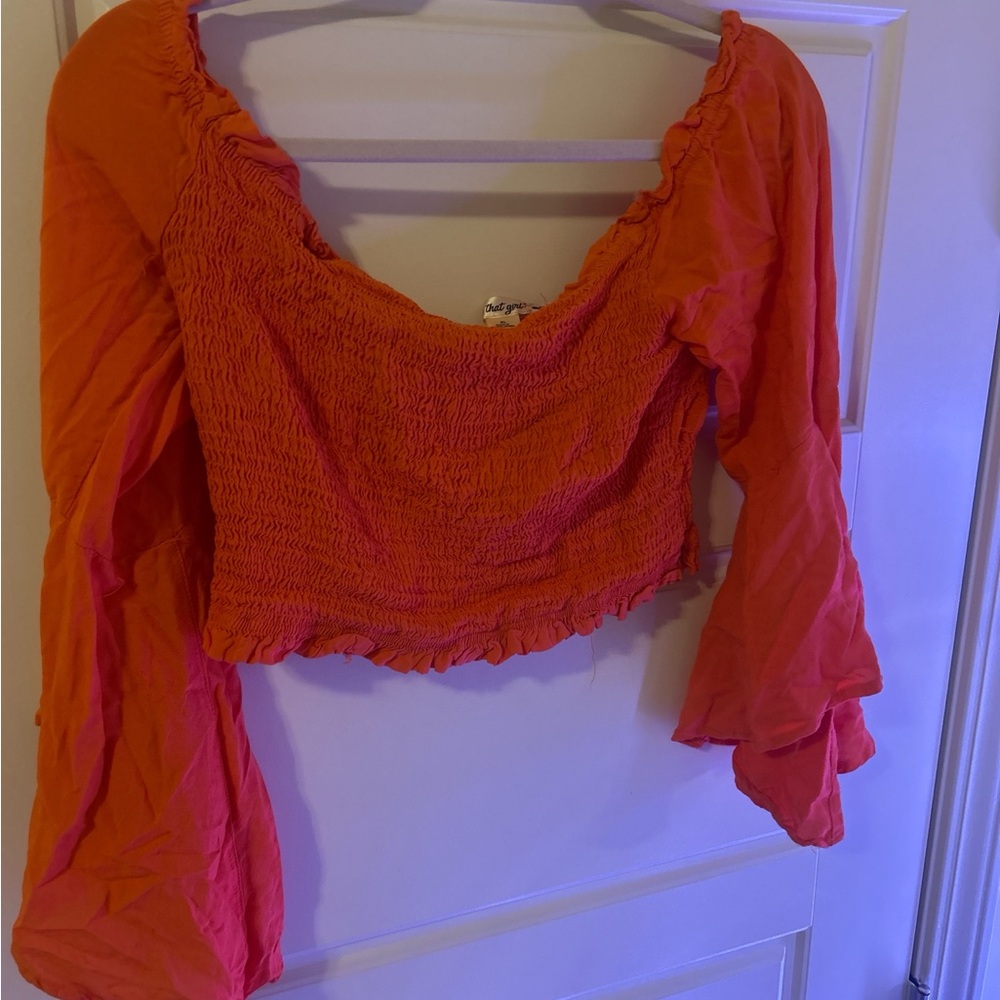 Women's Orange Smocked Top